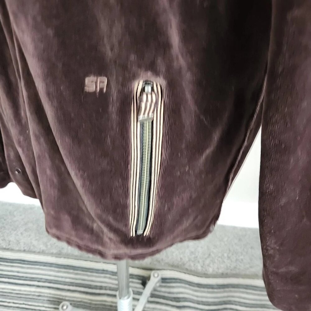 Vtg Sonia Rykiel brown velour snap front jacket shoulder pads Size L - Picture 4 of 6